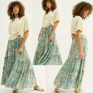 New spell designs amethyst maxi skirt turquoise FP